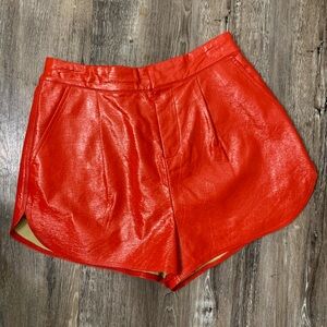 Vibrant orange Leather Shorts